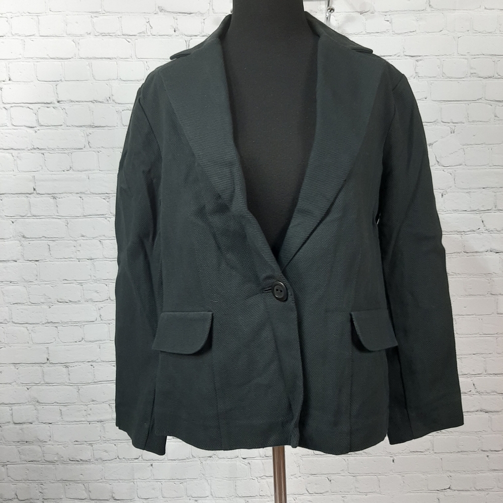 (4/$20) Black Cotton Spandex Textured Blazer
